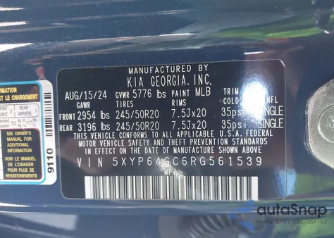 2024 Kia Telluride S z USA, uszkodzony, nr VIN 5XYP64GC6RG561539